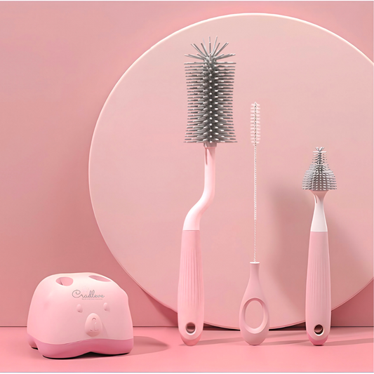 CRADLEVE 4IN1 Whirlpool Baby Bottle Cleaning Brush Set (Pink)