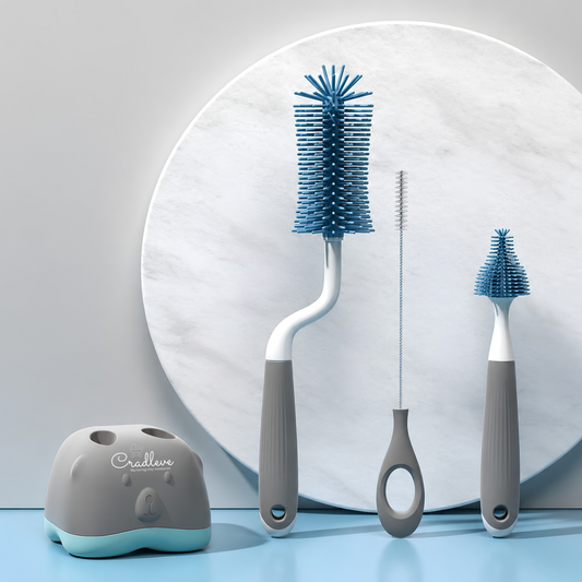 CRADLEVE 4IN1 Whirlpool Baby Bottle Cleaning Brush Set (Gray)