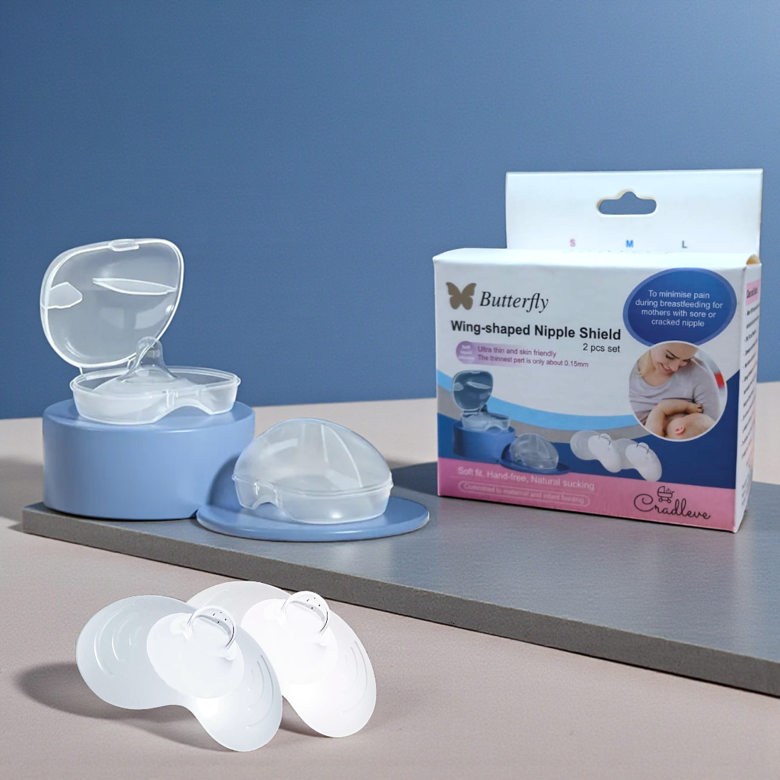 CRADLEVE Butterfly Silicone Nipple Shield with Storage Case | BPA, PVC, LatexFree