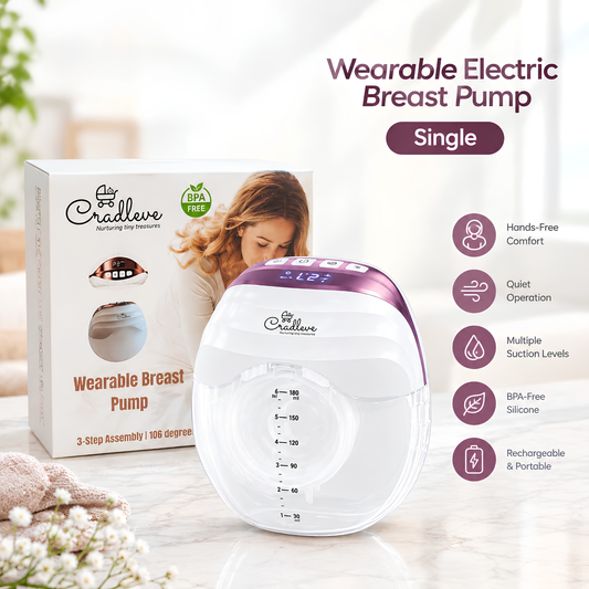 Cradleve wearable electric breast pump for Nursing Mothers (Single) | Anti Backflow, Hands-Free, BPA Free