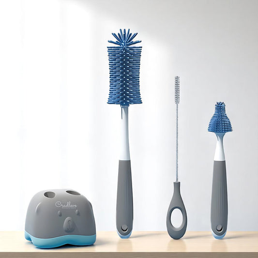 CRADLEVE 4IN1 Whirlpool Baby Bottle Cleaning Brush Set (Gray)