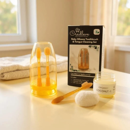 CRADLEVE Silicone Baby Toothbrush & Tongue cleaner with PP case
